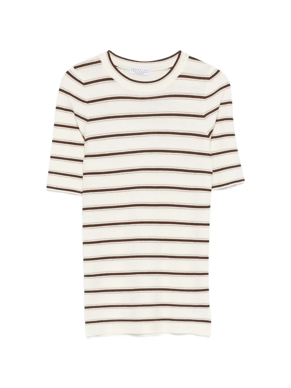 Brunello Cucinelli striped-pattern T-shirt - Toni neutri