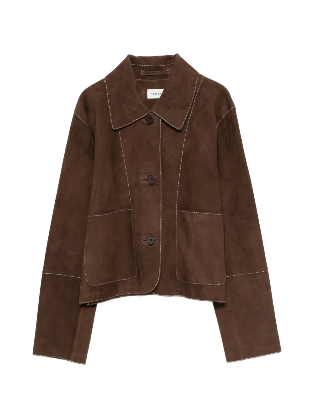 P.A.R.O.S.H. Minuetto contrast-stitching suede jacket - Marrone