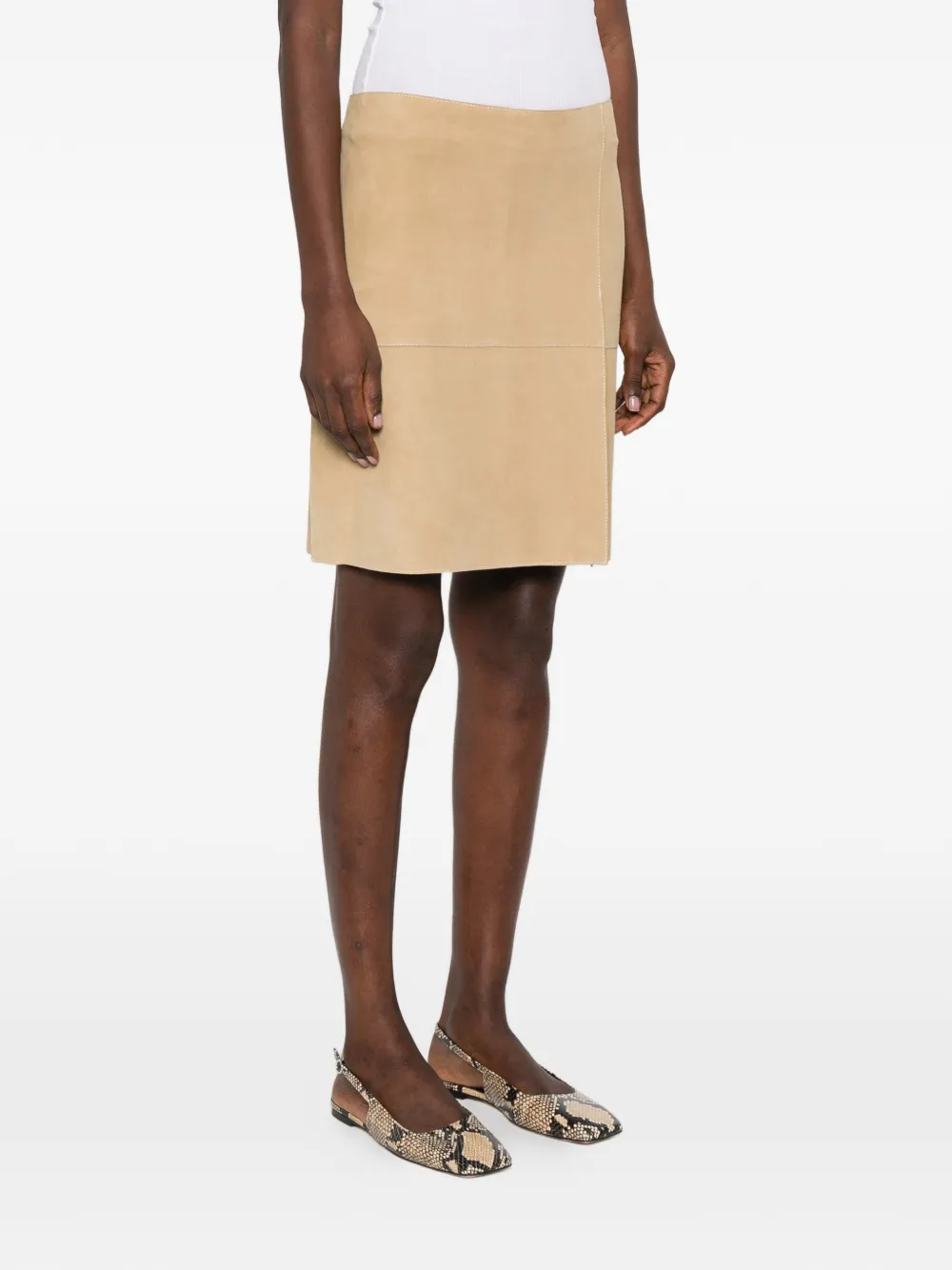  P.a.r.o.s.h. Minuetto Suede Mini Skirt - Neutrals 