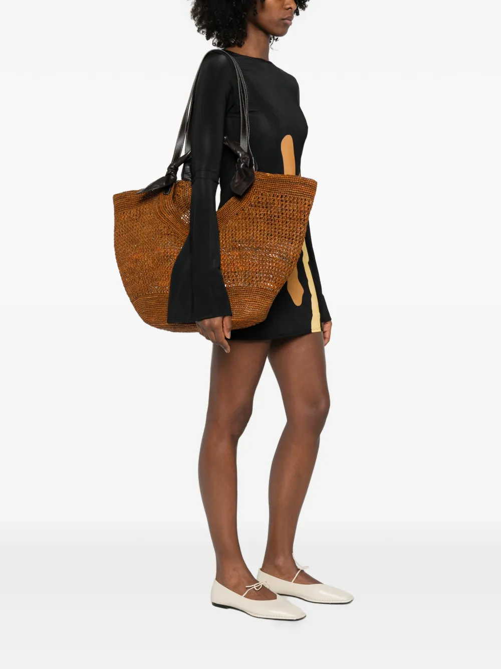 Hereu Fonol woven knotted tote bag - Bruin