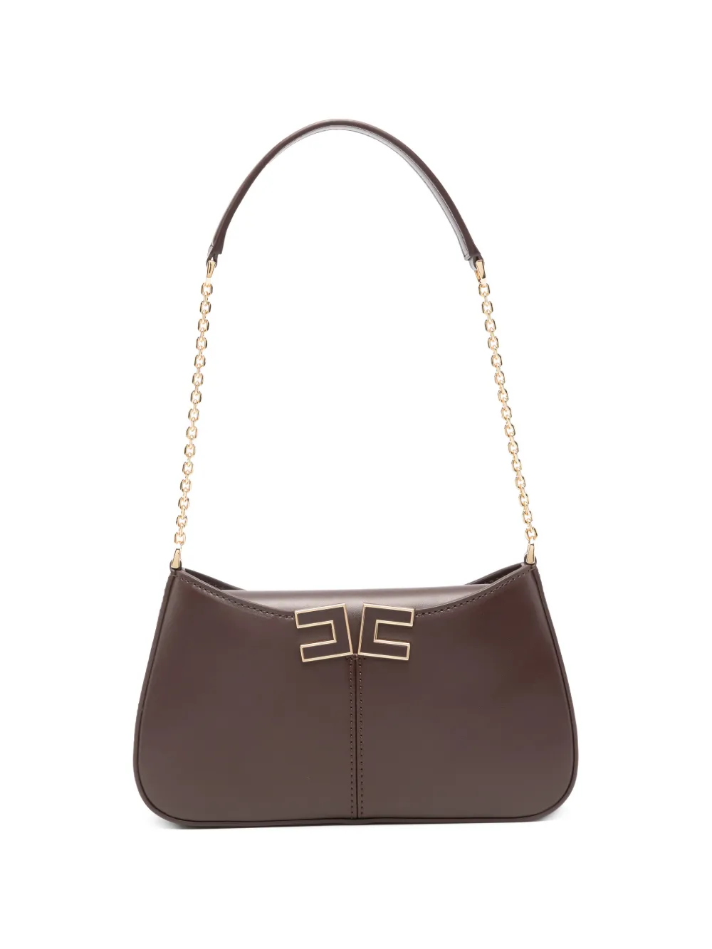 Elisabetta Franchi logo chain shoulder bag - Marrone