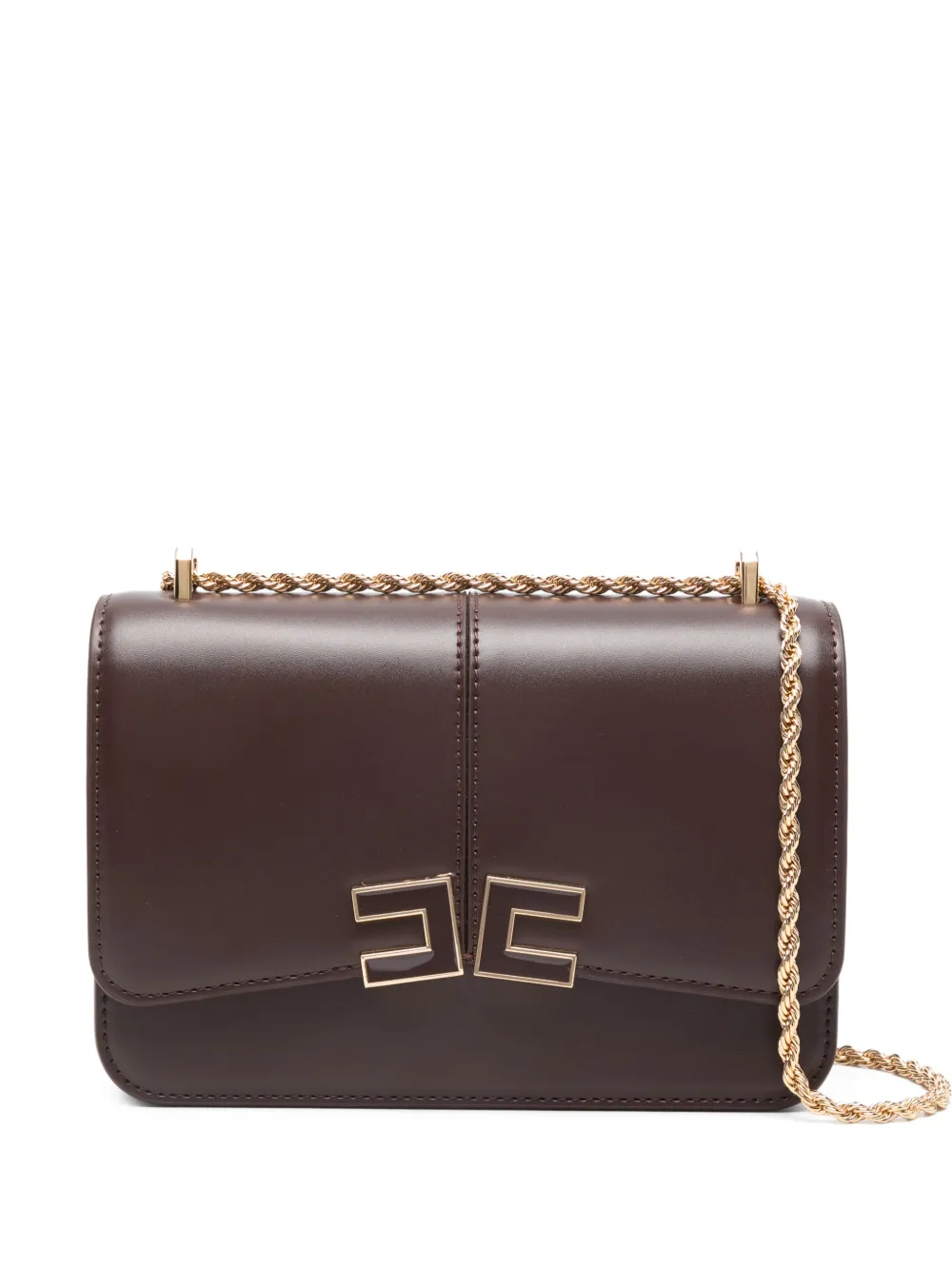 Elisabetta Franchi logo chain mini bag - Marrone