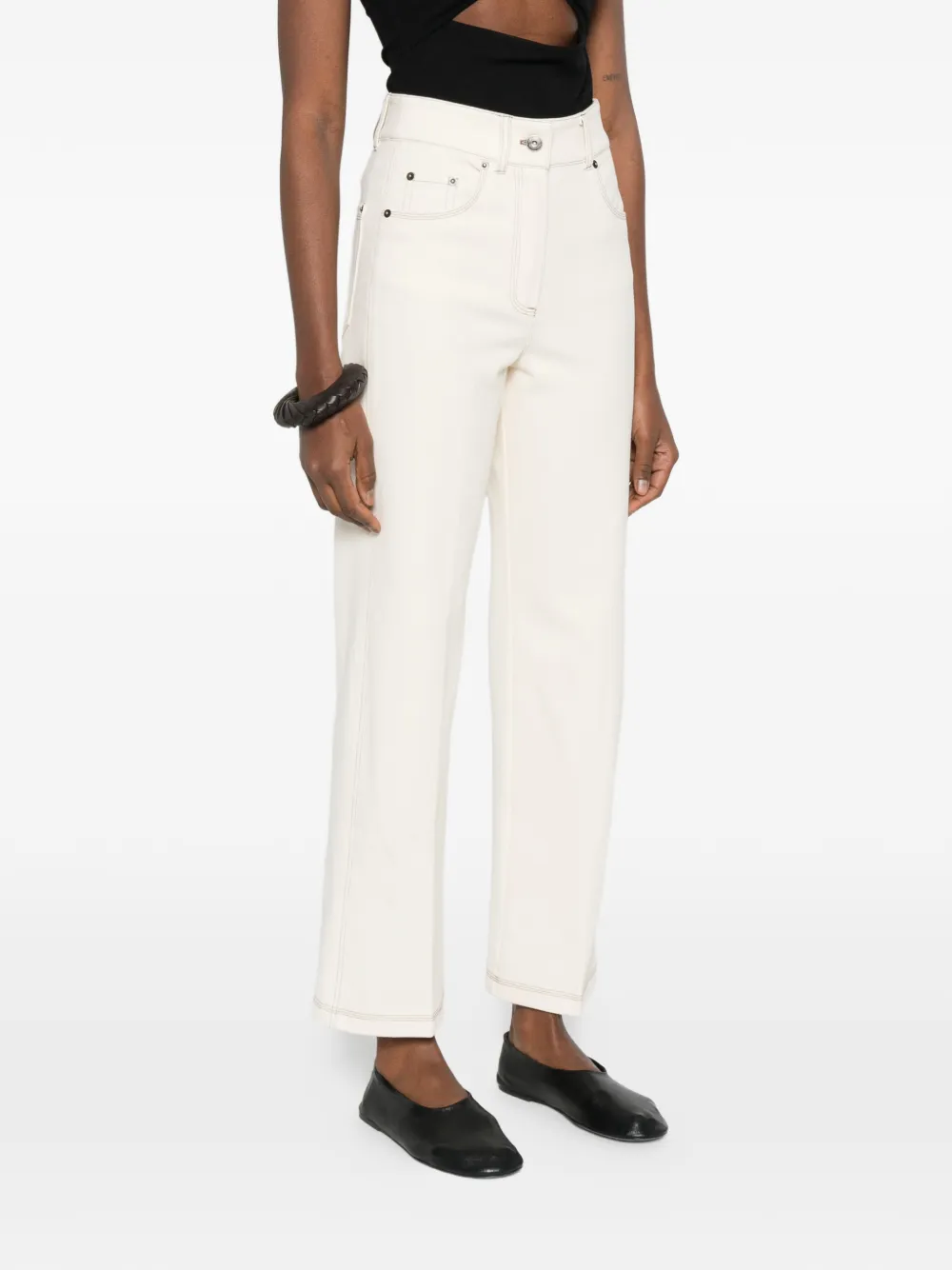  Max Mara Straight Leg Seam Jeans - Neutrals 