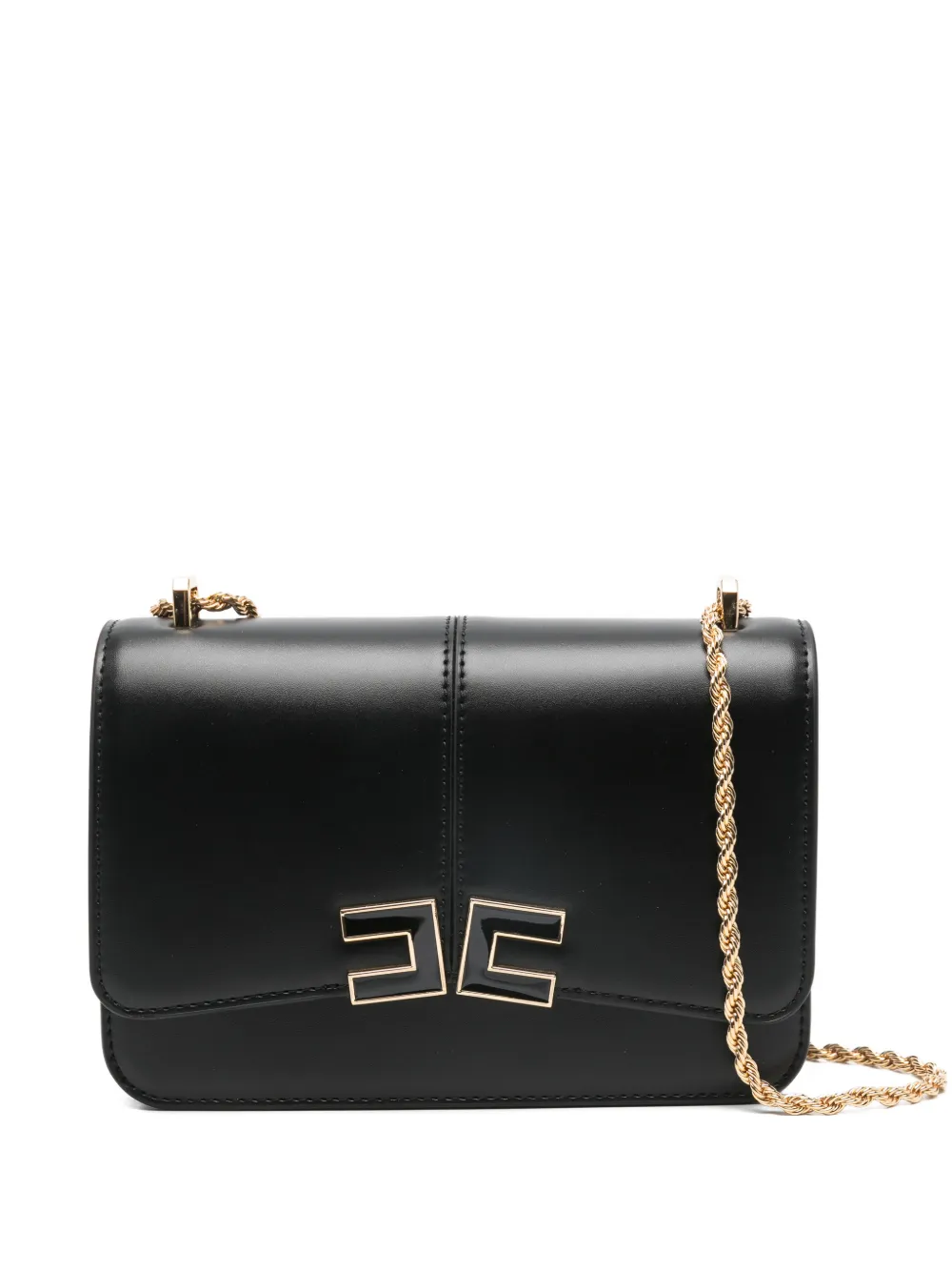 Elisabetta Franchi logo-plaque chain-strap mini shoulder bag - Nero