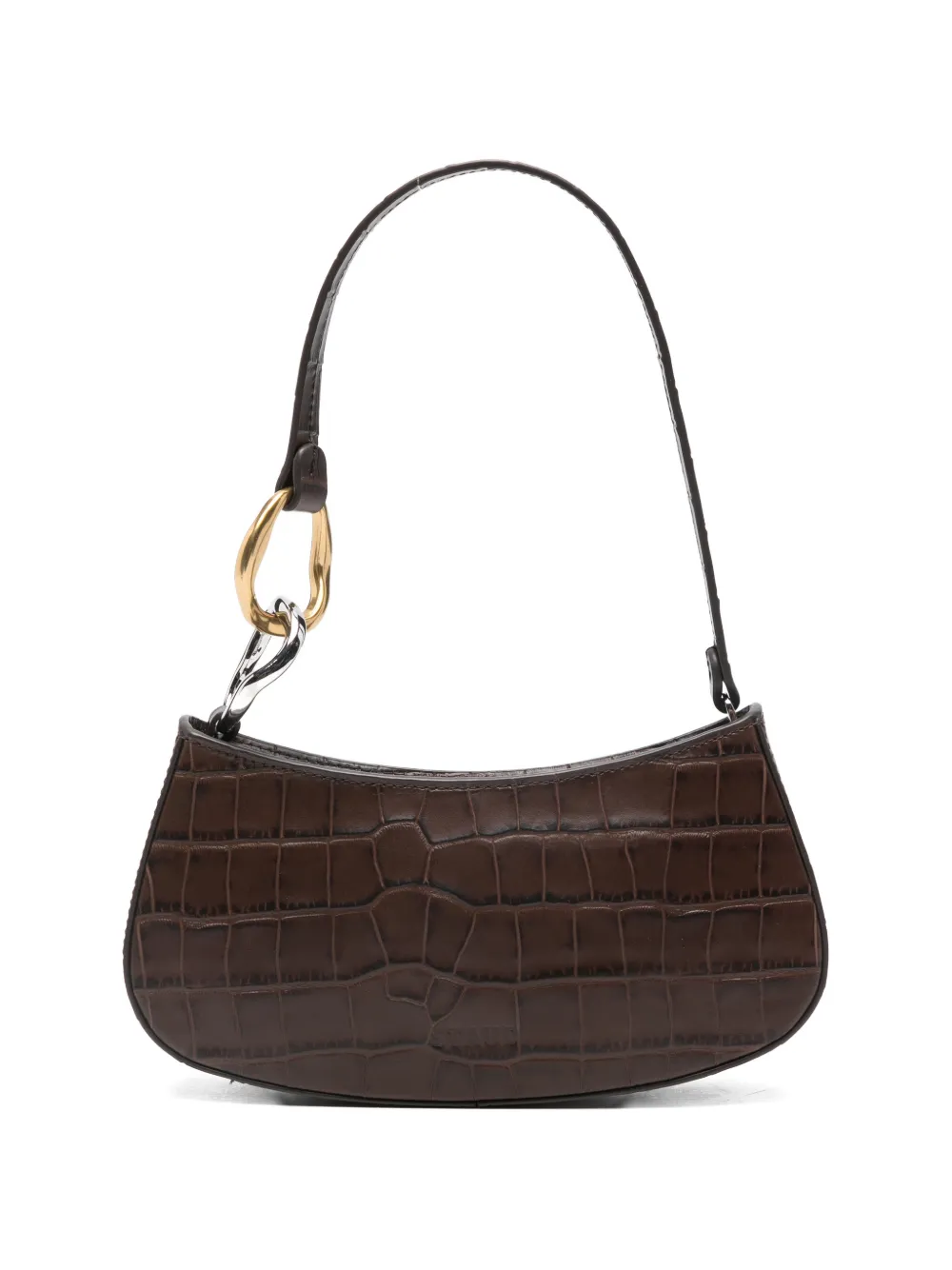 STAUD Ollie crocodile-effect shoulder bag - Marrone