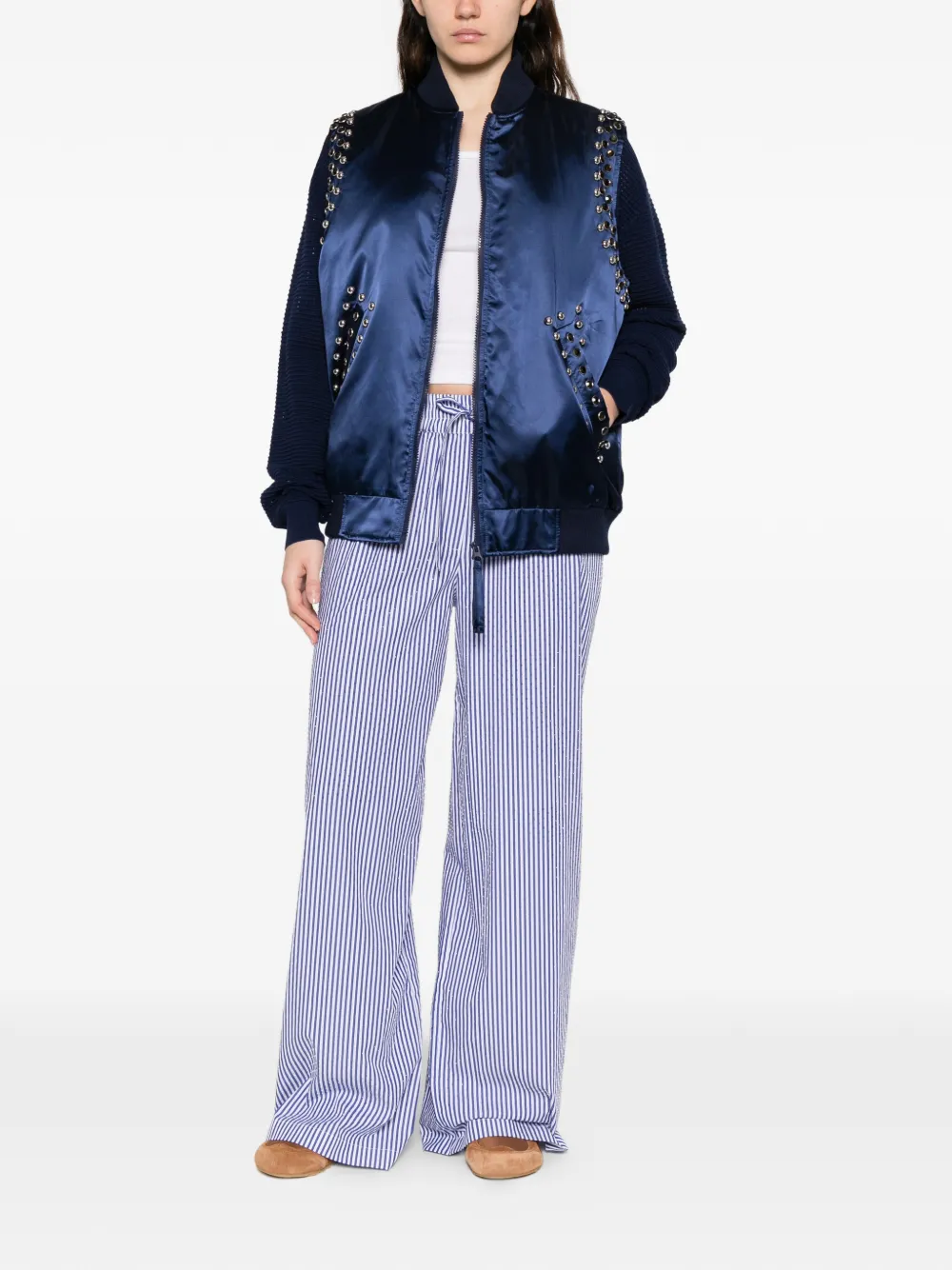  P.a.r.o.s.h. Stud-embellished Gilet - Blue 