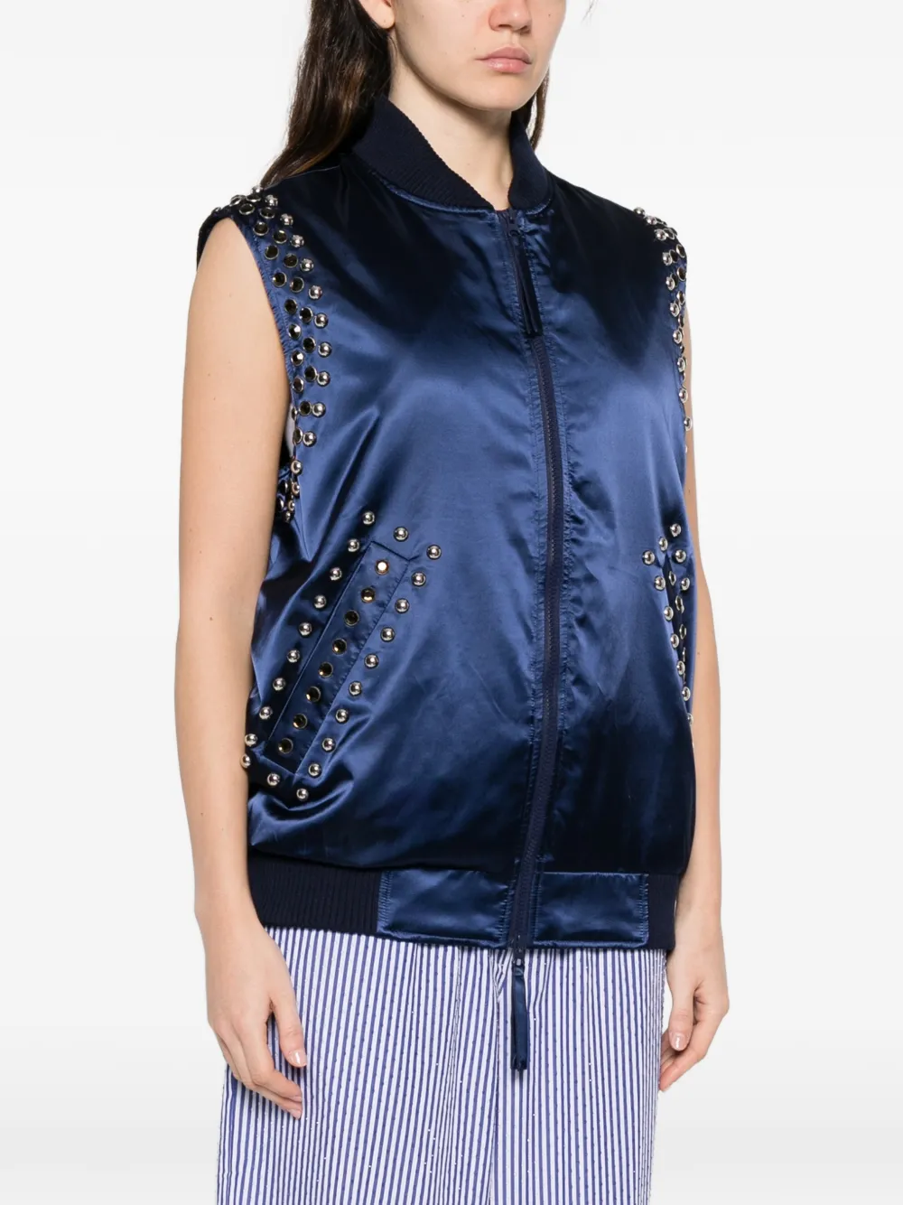  P.a.r.o.s.h. Stud-embellished Gilet - Blue 