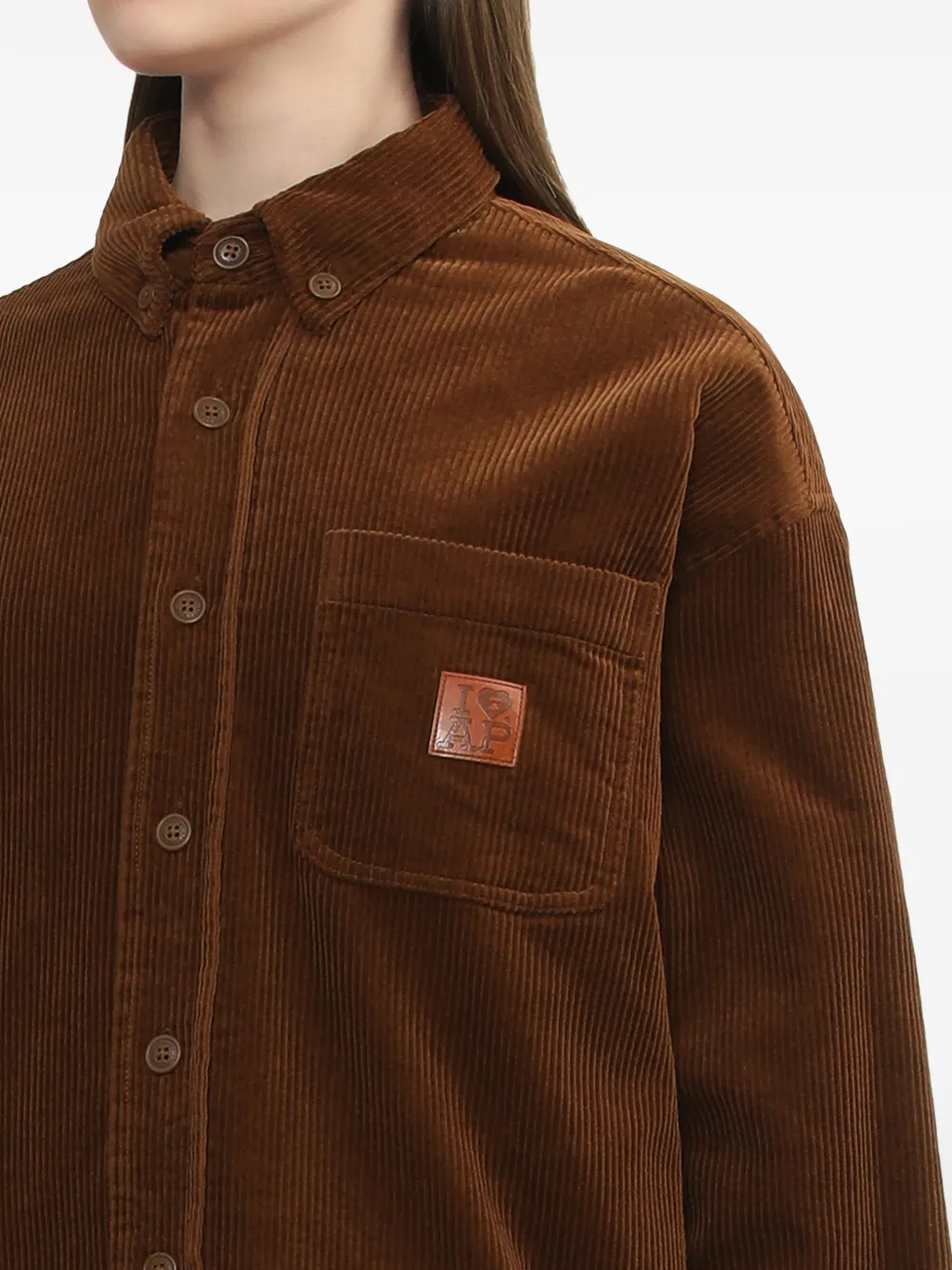 A BATHING APE Ribfluwelen blouse met borstzak Bruin