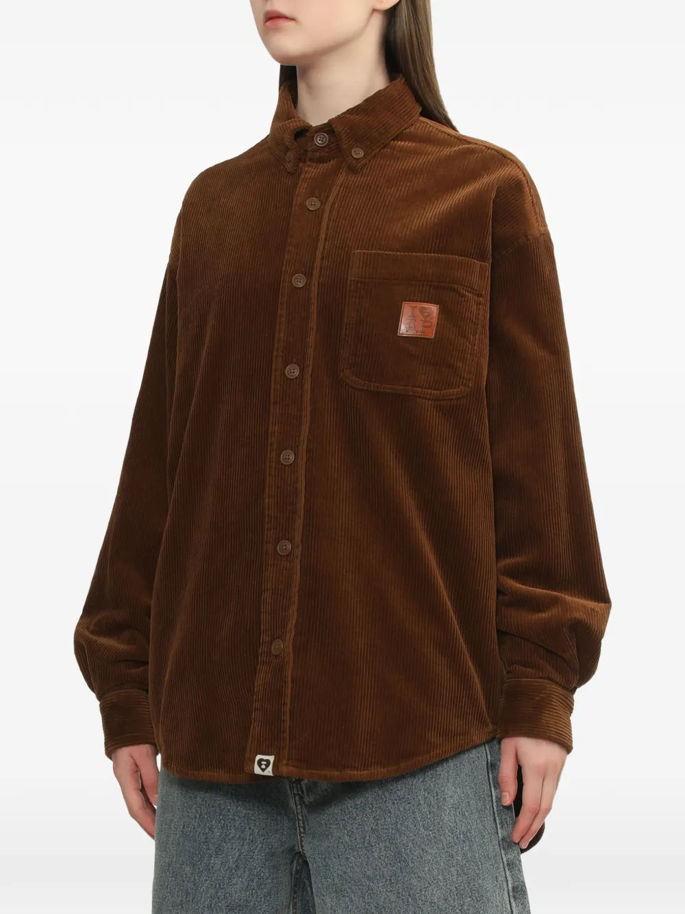 A BATHING APE Ribfluwelen blouse met borstzak Bruin