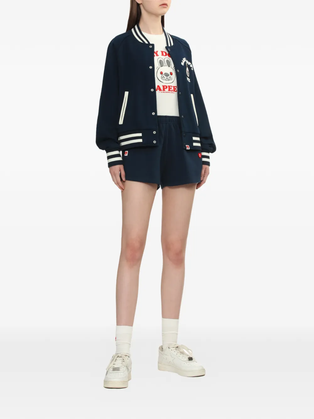 A Bathing Ape® Apee Varsity Appliquéd Knitwear - Blue 