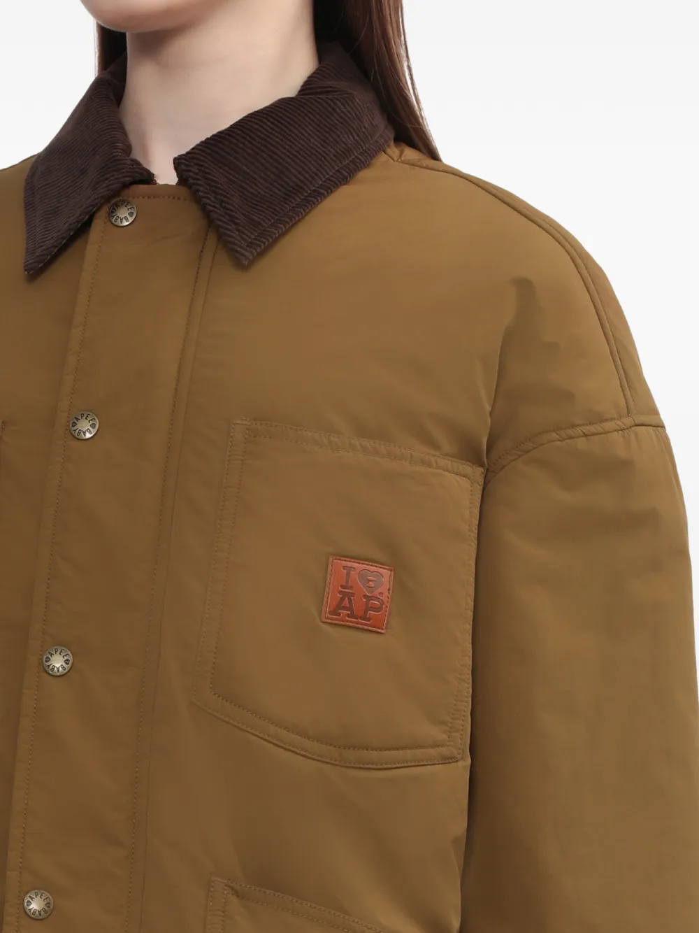 A BATHING APE Cargo jack met ribfluwelen kraag Bruin