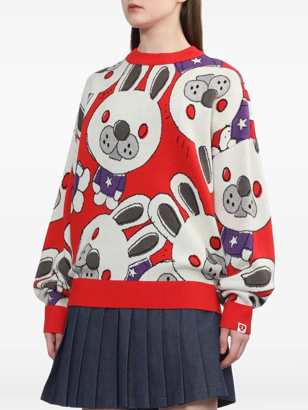  A Bathing Ape® Rabbit Pattern Sweater - Red 