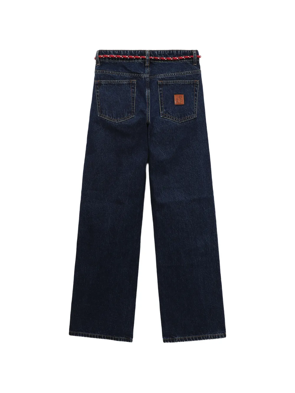 Rope-belt denim trousers