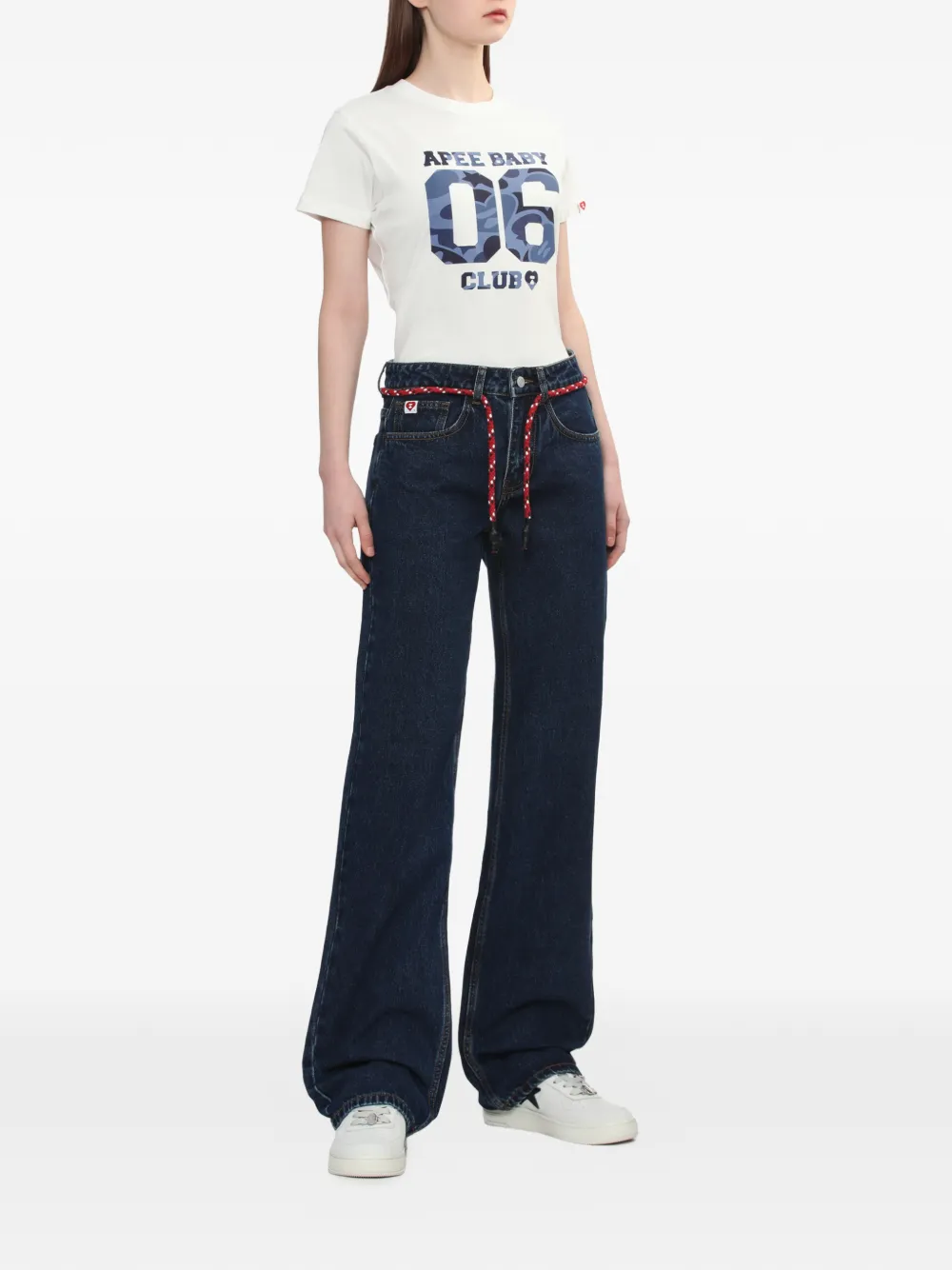 APEE™ by *A BATHING APE Rope-belt denim trousers - Blauw