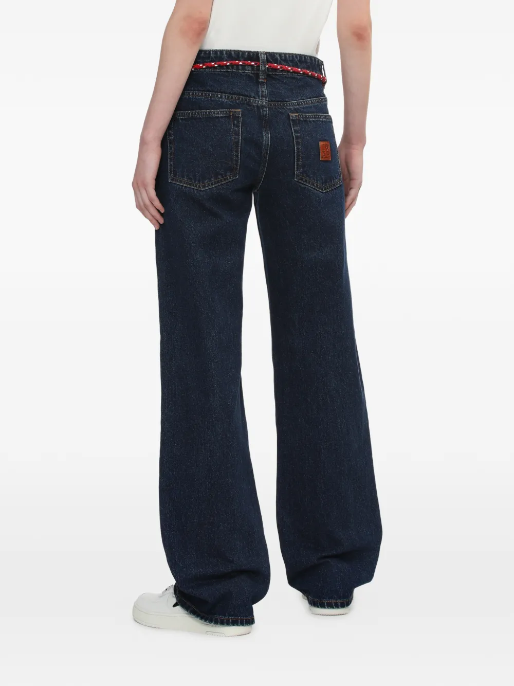 Rope-belt denim trousers