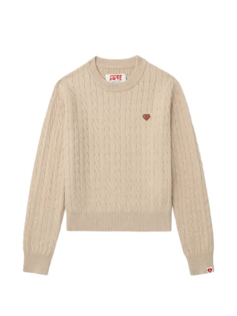 A BATHING APE® cable-knit heart sweater