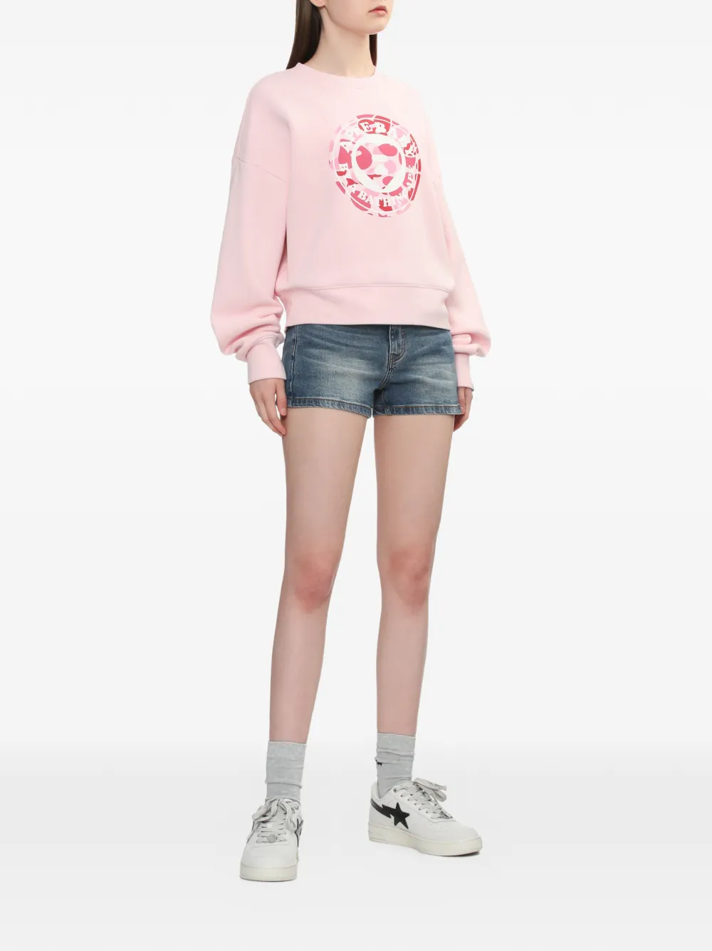  A Bathing Ape® Round Camo Heart-print Sweatshirt - Pink 