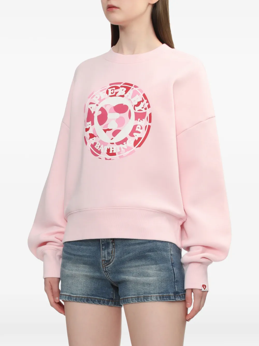  A Bathing Ape® Round Camo Heart-print Sweatshirt - Pink 