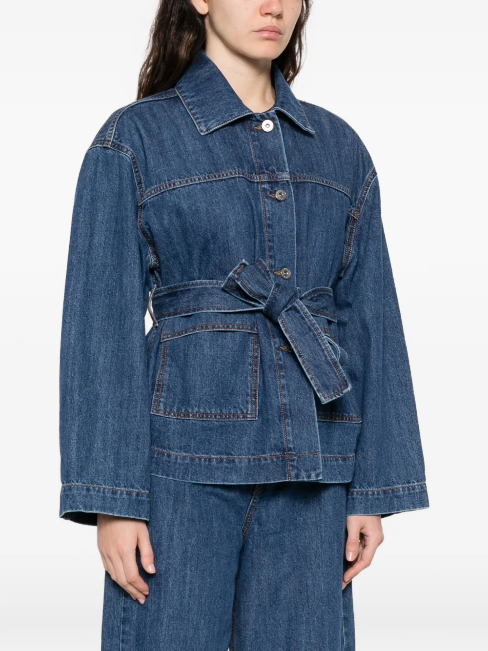  P.a.r.o.s.h. Cojin Belted Denim Jacket - Blue 