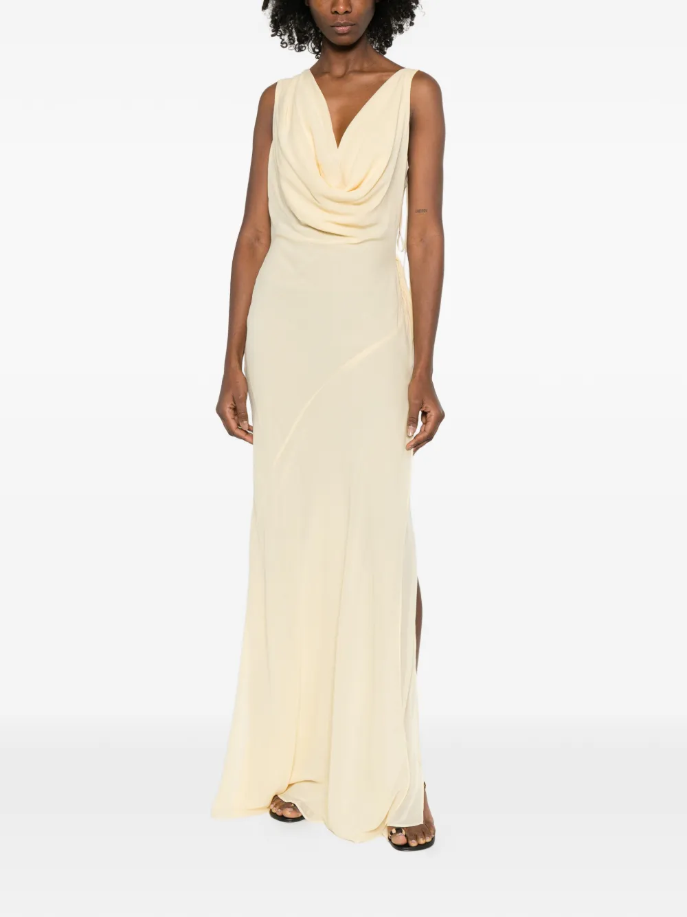 THE ANDAMANE Minerva cowl-neck maxi dress - Geel