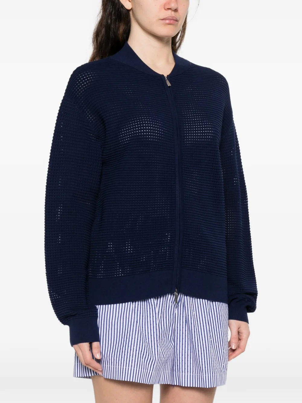  P.a.r.o.s.h. Zip-up Long-sleeve Cardigan - Blue 
