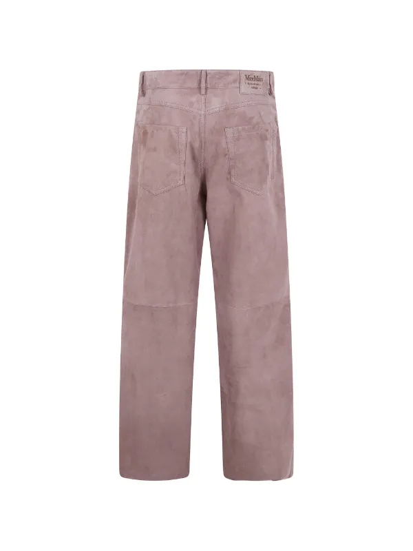 S Max Mara レザー ストレートパンツ | ブラウン | FARFETCH JP