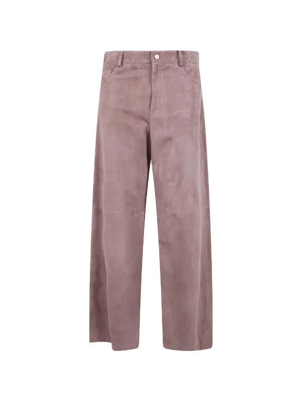 S Max Mara レザー ストレートパンツ | ブラウン | FARFETCH JP