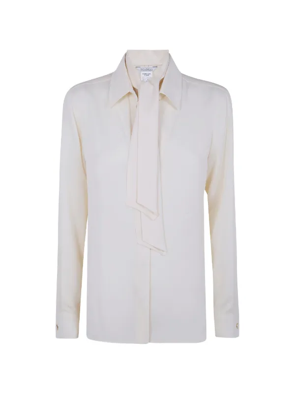 Max Mara Tie-neck Shirt in Neutrals
