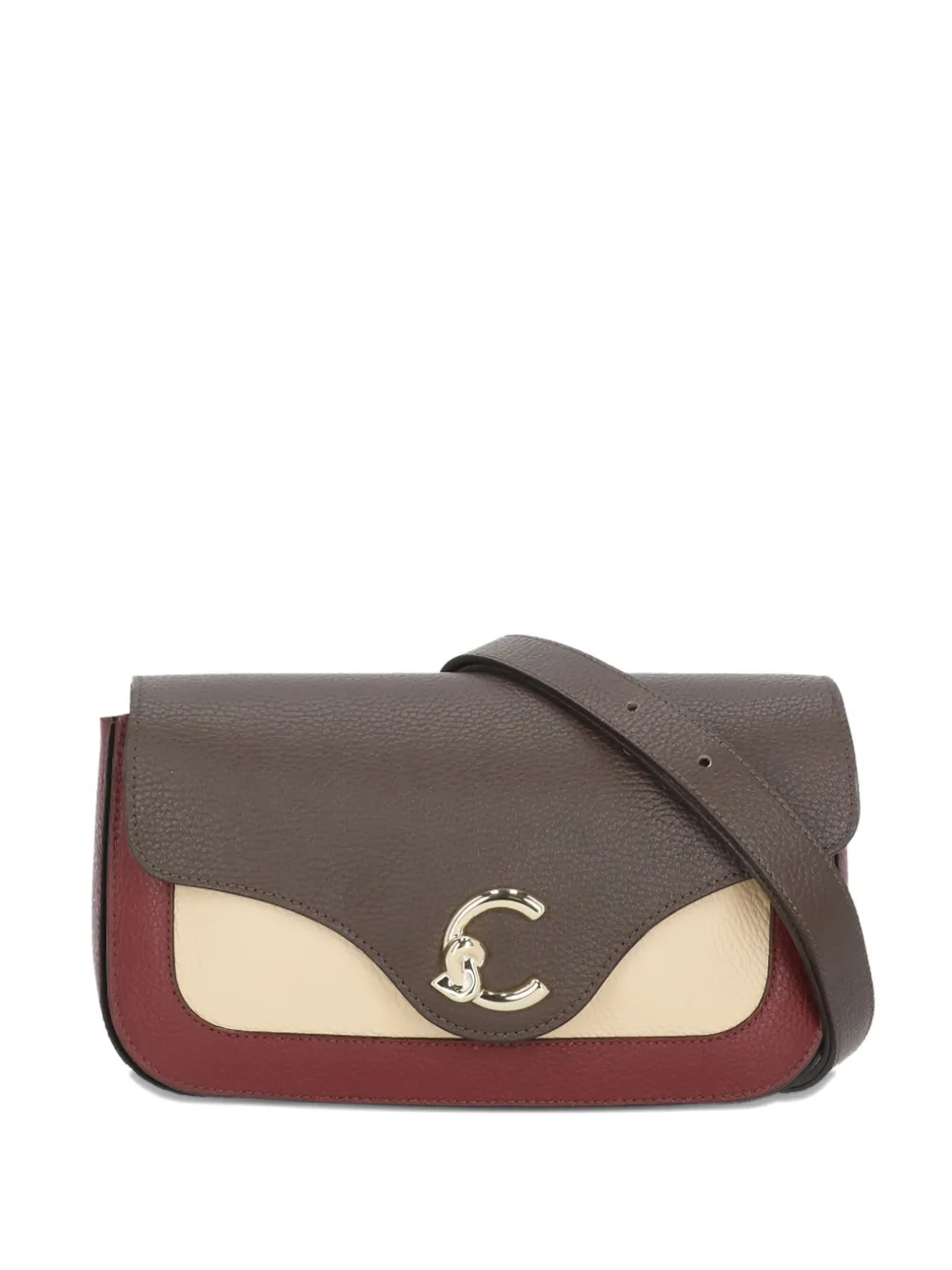 Coccinelle C-Me logo-plaque two-toned shoulder bag - Marrone