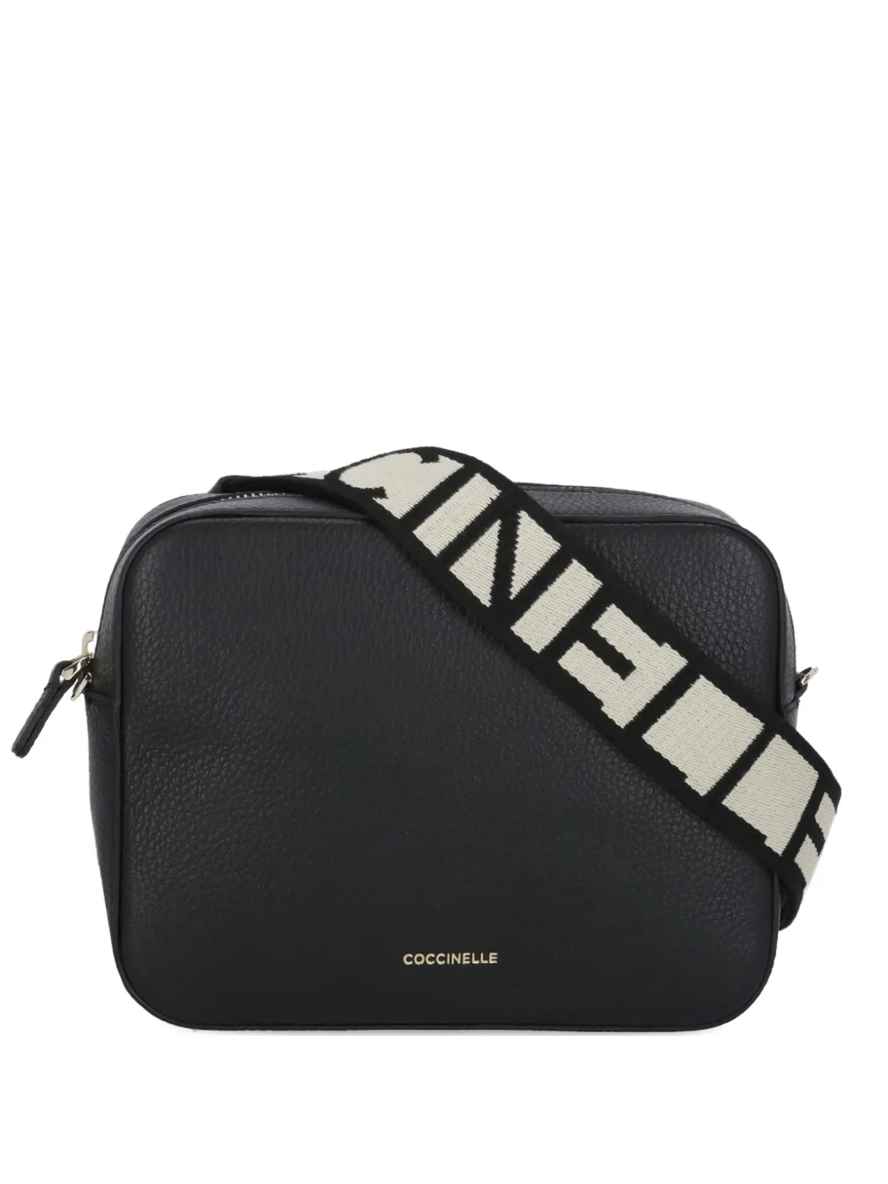 Coccinelle logo-strap leather shoulder bag - Nero