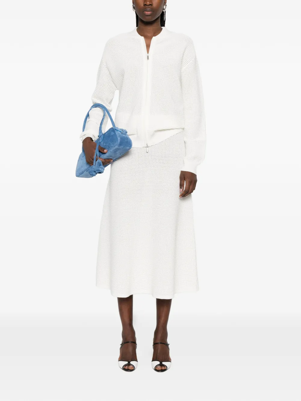  P.a.r.o.s.h. Renfield Knitted Midi Skirt - White 