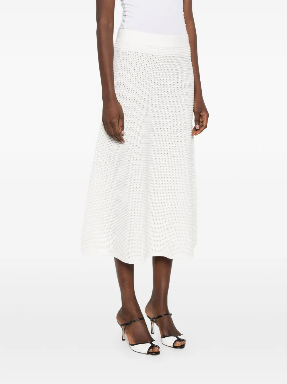  P.a.r.o.s.h. Renfield Knitted Midi Skirt - White 
