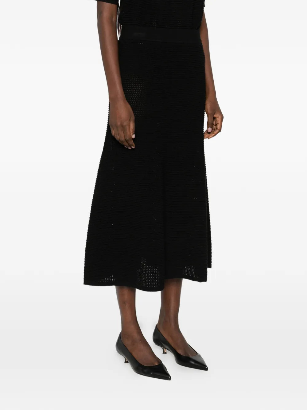 P.a.r.o.s.h. Elastic-waist Textured Skirt - Black 