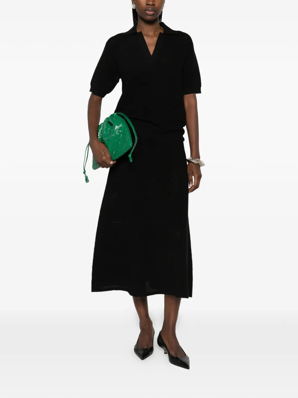  P.a.r.o.s.h. Elastic-waist Textured Skirt - Black 