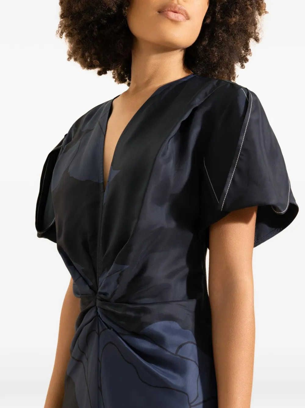 Victoria Beckham Gesmockte midi-jurk Blauw