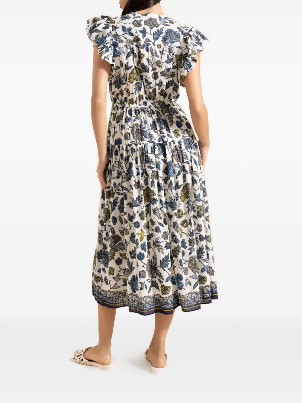 Ulla Johnson Kairi flutter sleeve midi dress - Wit