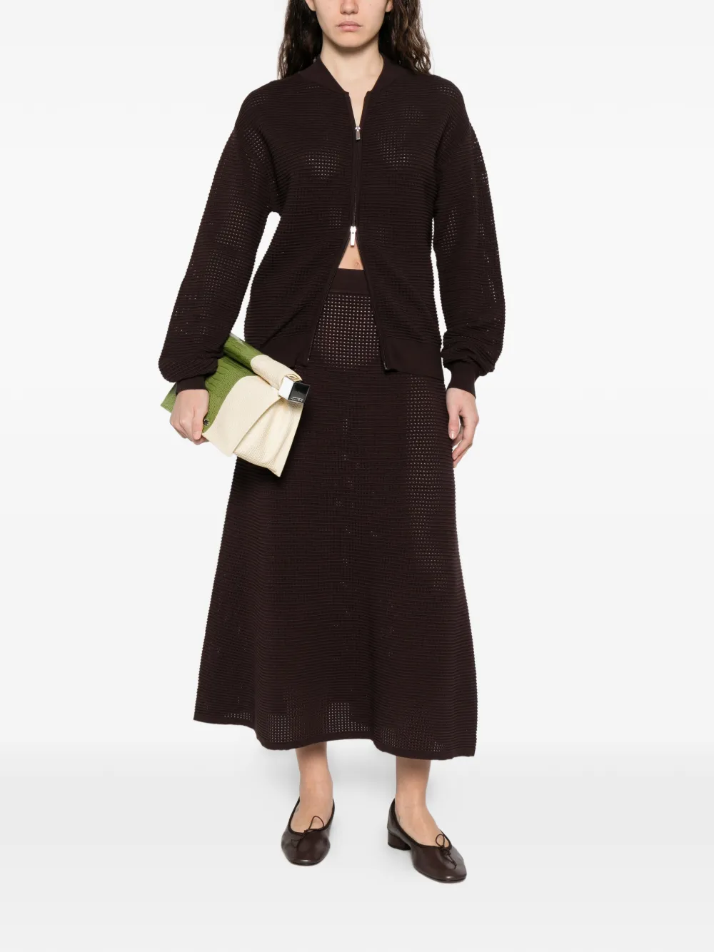  P.a.r.o.s.h. Elastic-waist Midi Skirt - Brown 