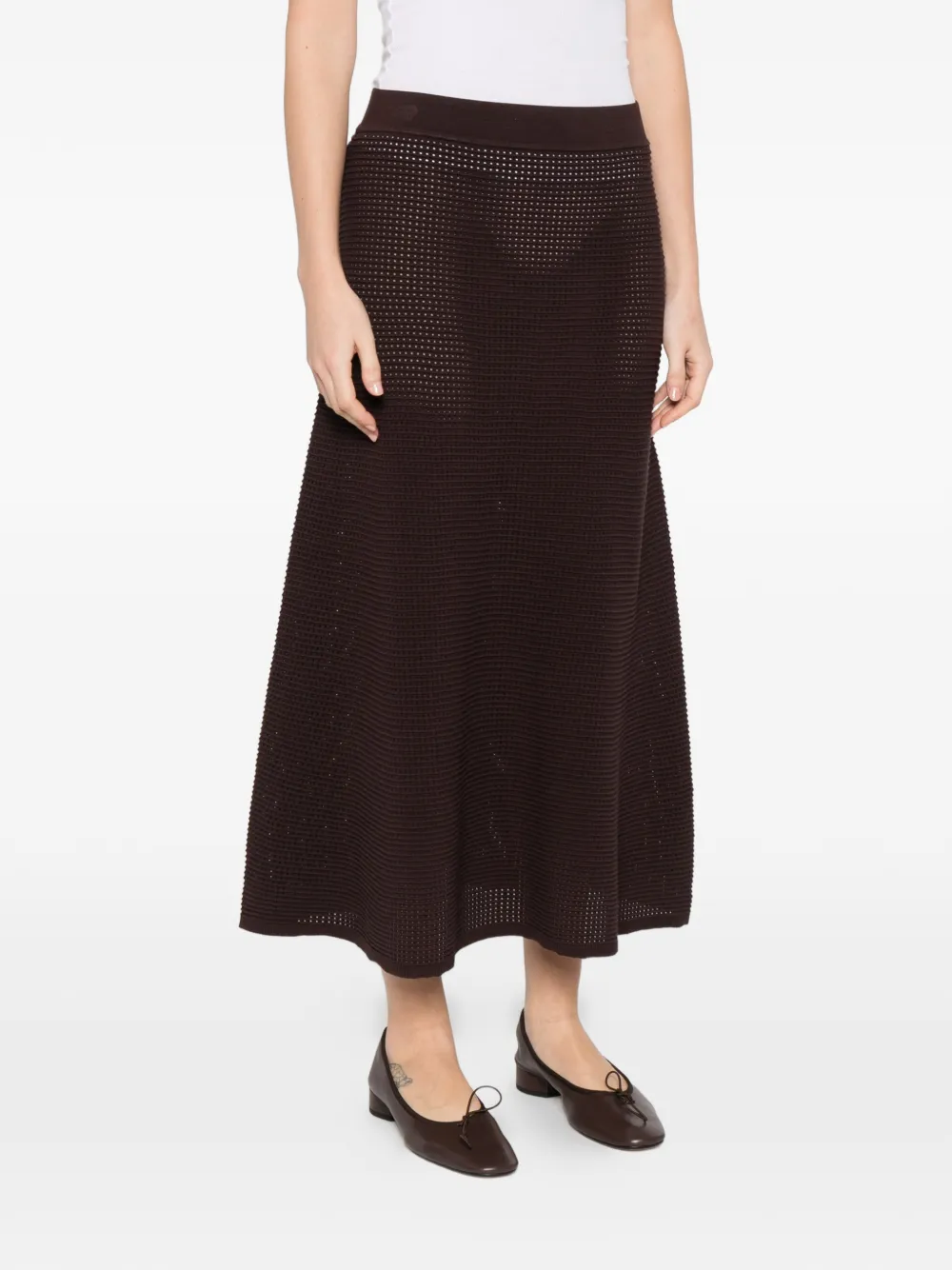  P.a.r.o.s.h. Elastic-waist Midi Skirt - Brown 