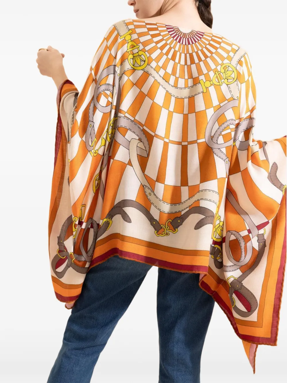  Rani Arabella Printed Poncho - Orange 