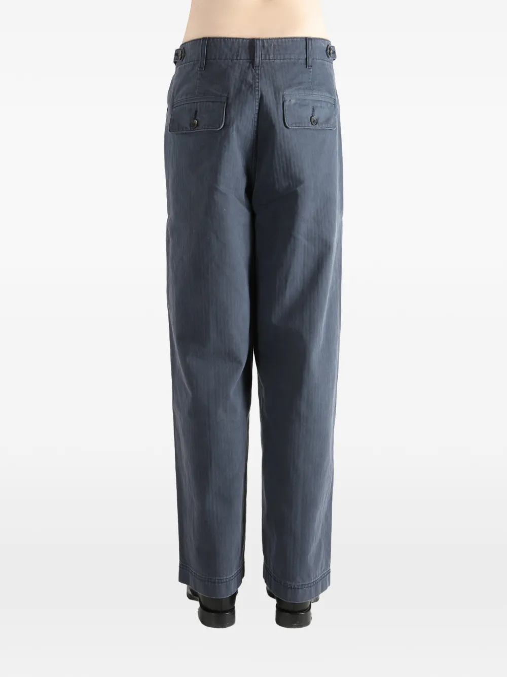 The Elder Statesman Broek met visgraatpatroon en opgestikte zak Grijs