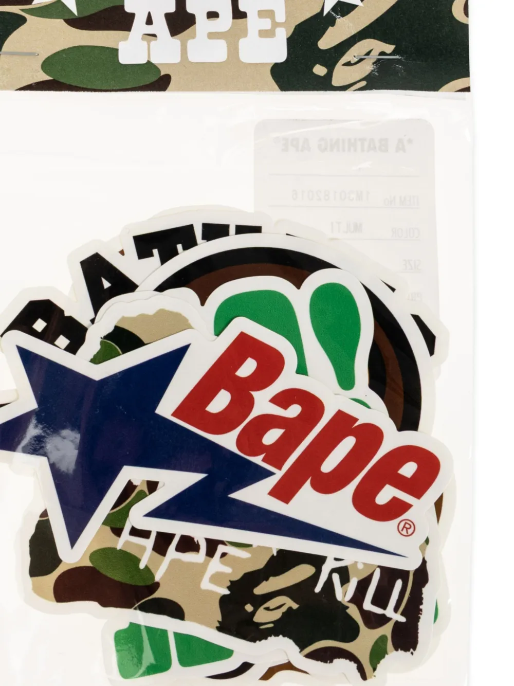 A BATHING APE Stickers met logopatch en camouflageprint Groen