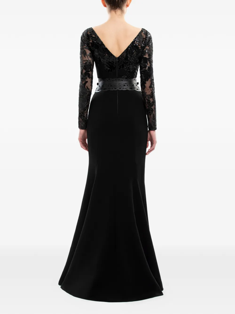 Saiid Kobeisy embroidered-upper long-sleeve dress - Zwart