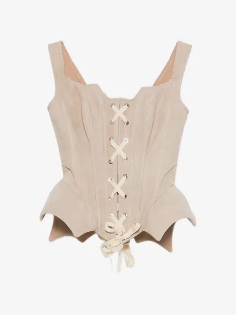 MITILIANE COUTURE lace-up suede corset top