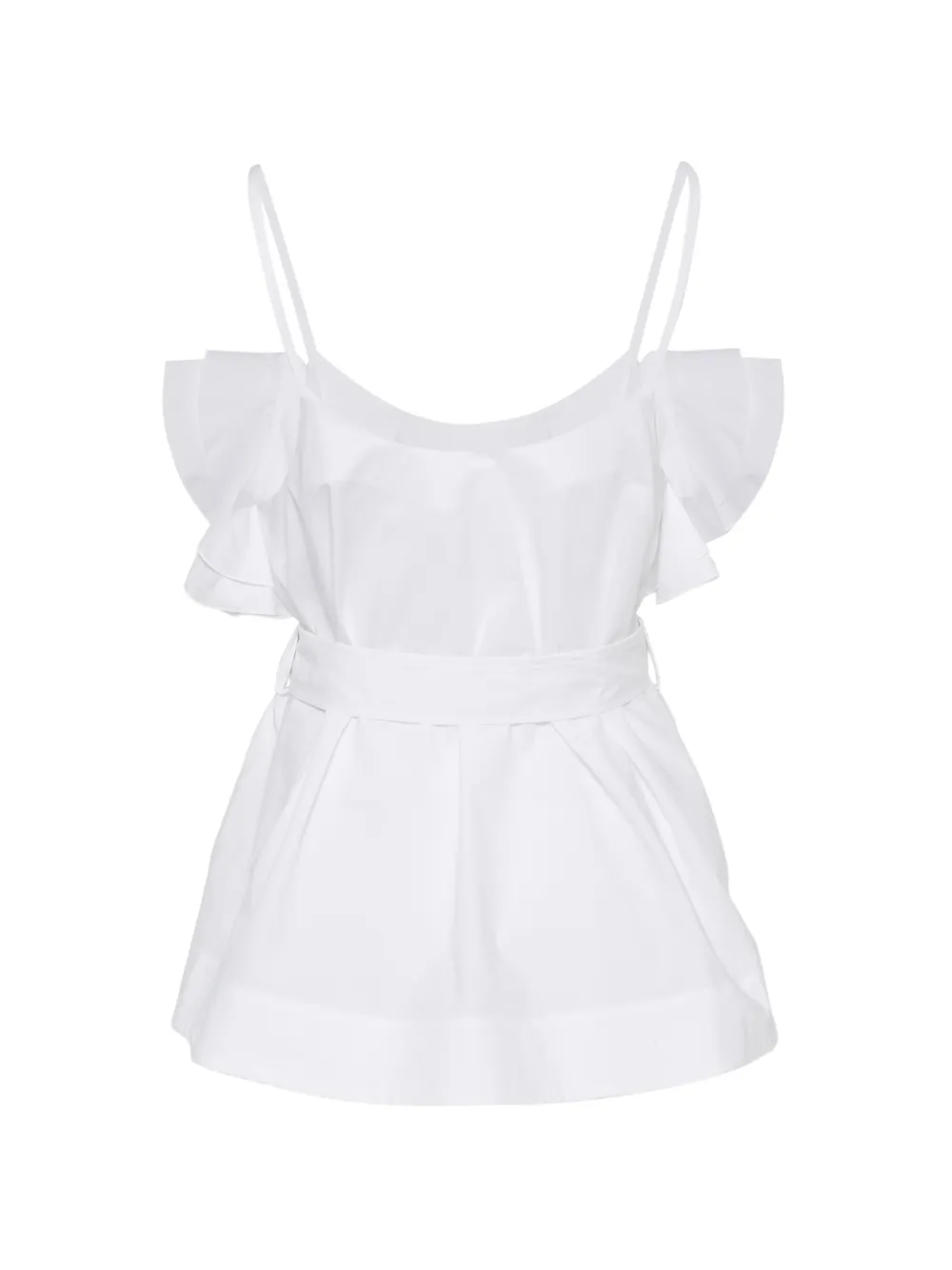  P.a.r.o.s.h. Ruffled Self-tie Top - White 