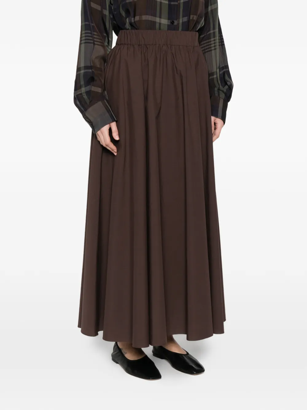  P.a.r.o.s.h. Elasticated A-line Midi Skirt - Brown 
