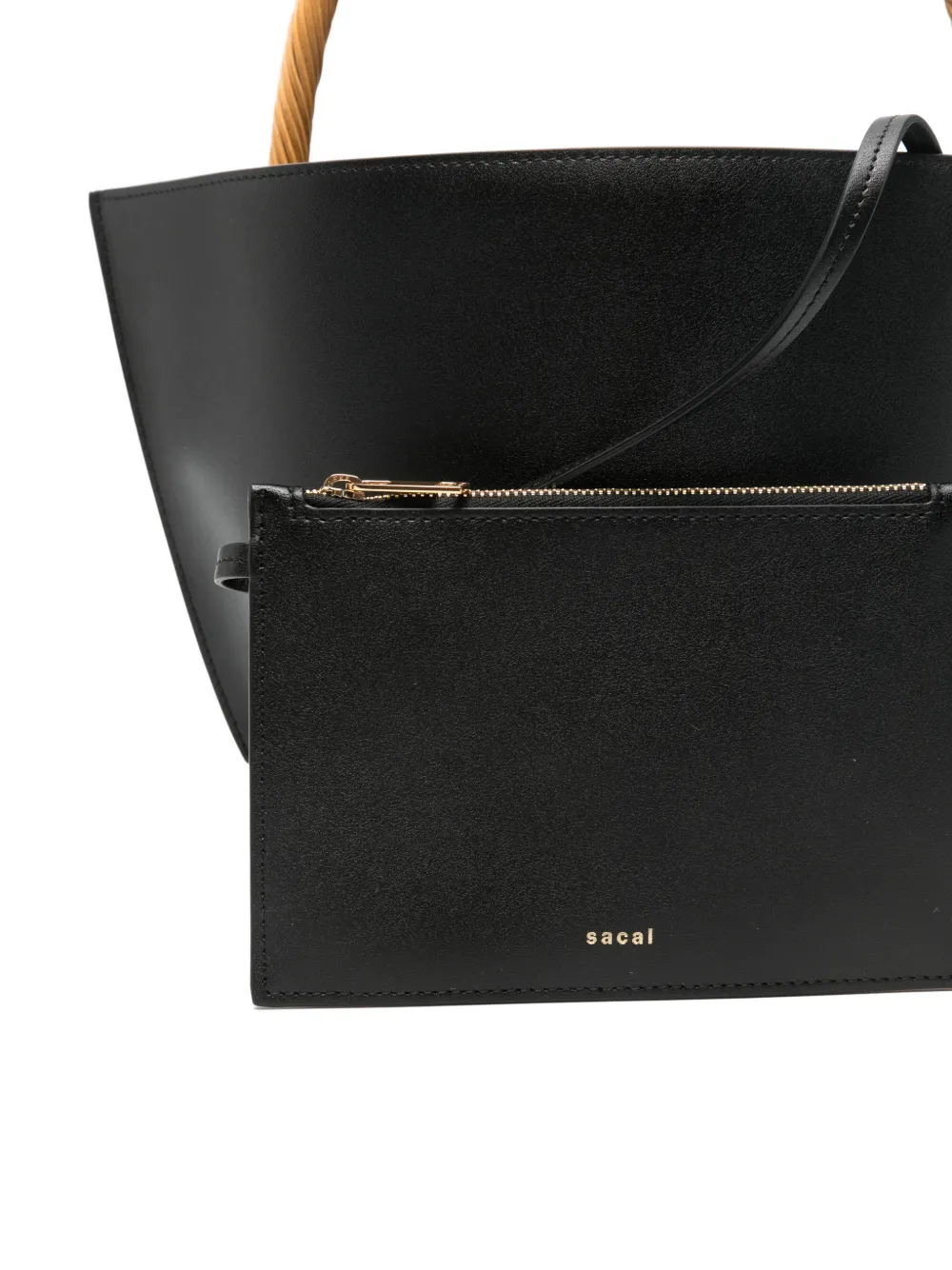 sacai Woven Handle Bucket Bag in Black, view 4