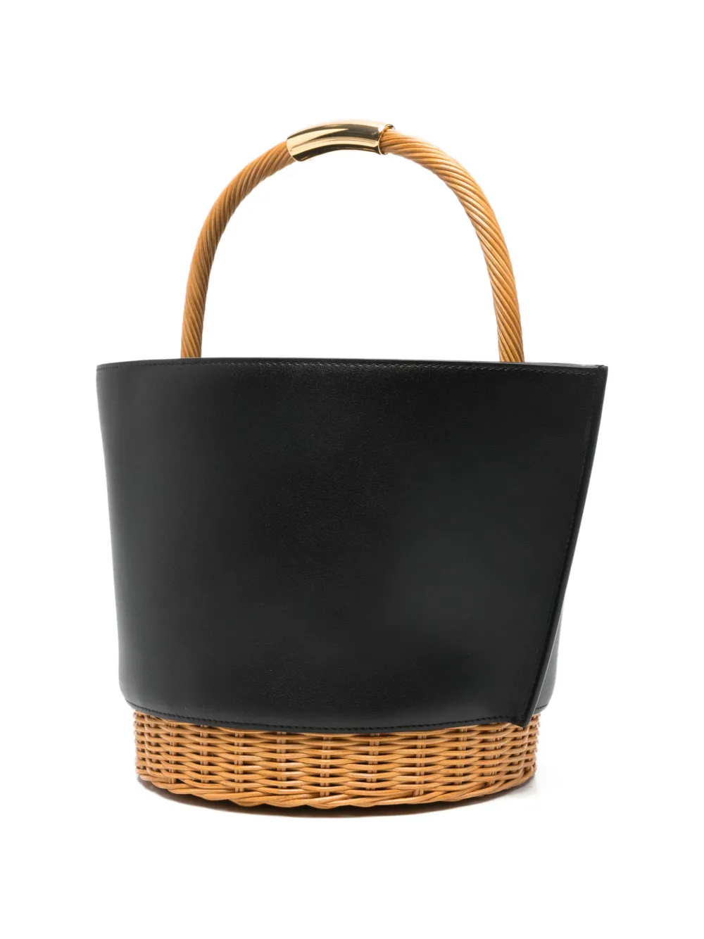 sacai Woven Handle Bucket Bag in Black, view 3