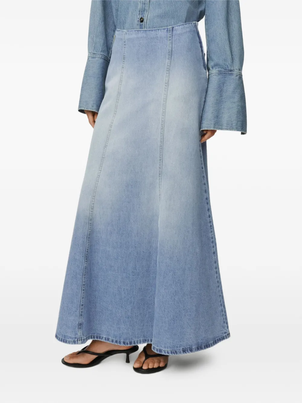 Wilson Logo-Patch Denim Maxi Skirt