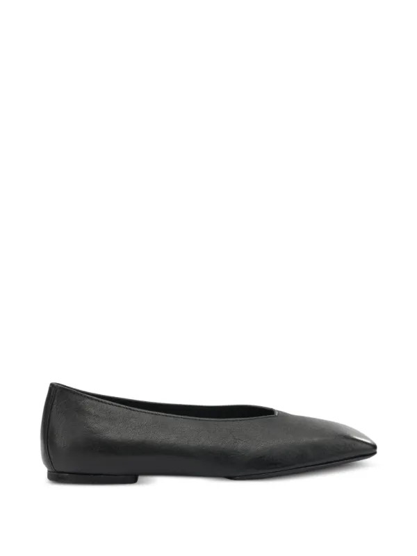 Rick Owens Temple Ballerinas in Washed Lamb in Black