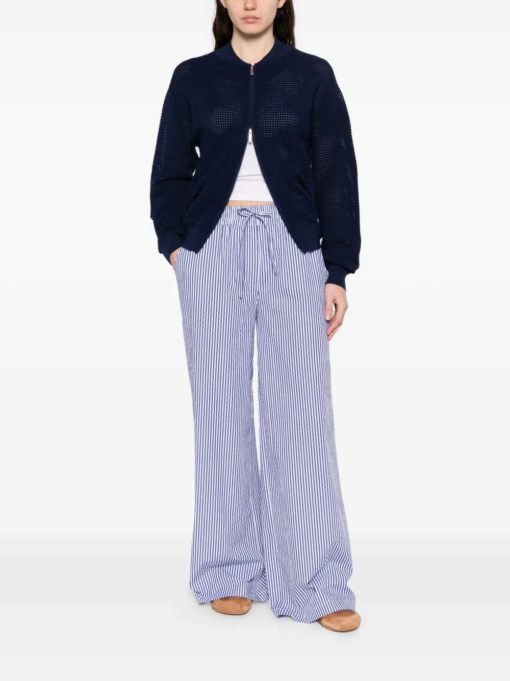P.A.R.O.S.H. Gestreepte broek Wit